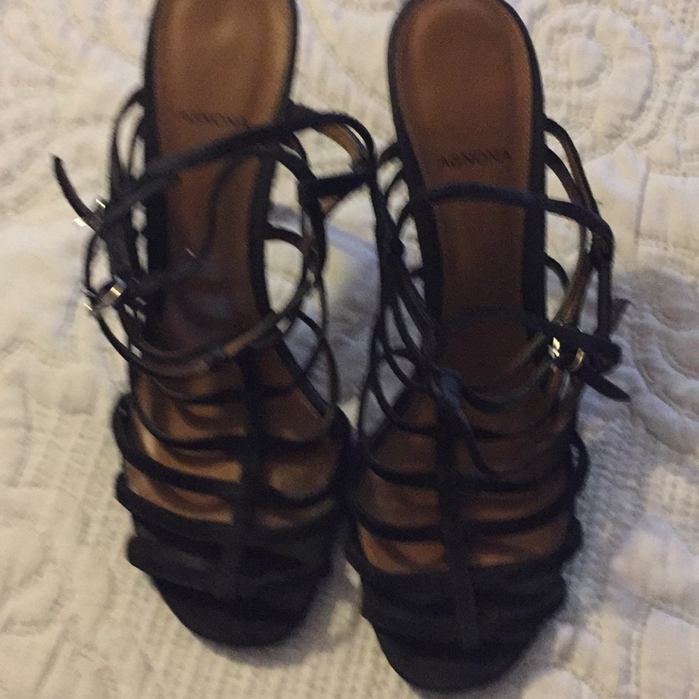 Black suede dressy straps sandals